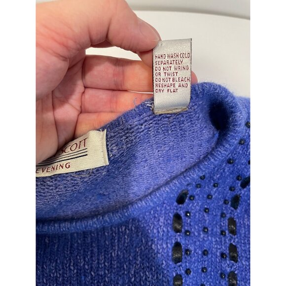 Vtg Karen Scott Silk Blend Bow Sweater Size M Beads Ribbon Preppy Twee Holiday - Picture 9 of 13